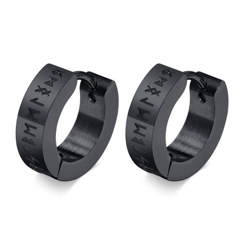 Viking Hoop Earrings Men Women Celtic Nordic Black