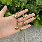 5 Hearts Gourmet Chain Bracelet for Women gold