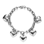 5 Hearts Gourmet Chain Bracelet for Women silver