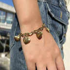 5 Hearts Gourmet Chain Bracelet for Women gold