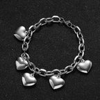 5 Hearts Gourmet Chain Bracelet for Women silver