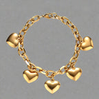 5 Hearts Gourmet Chain Bracelet for Women gold