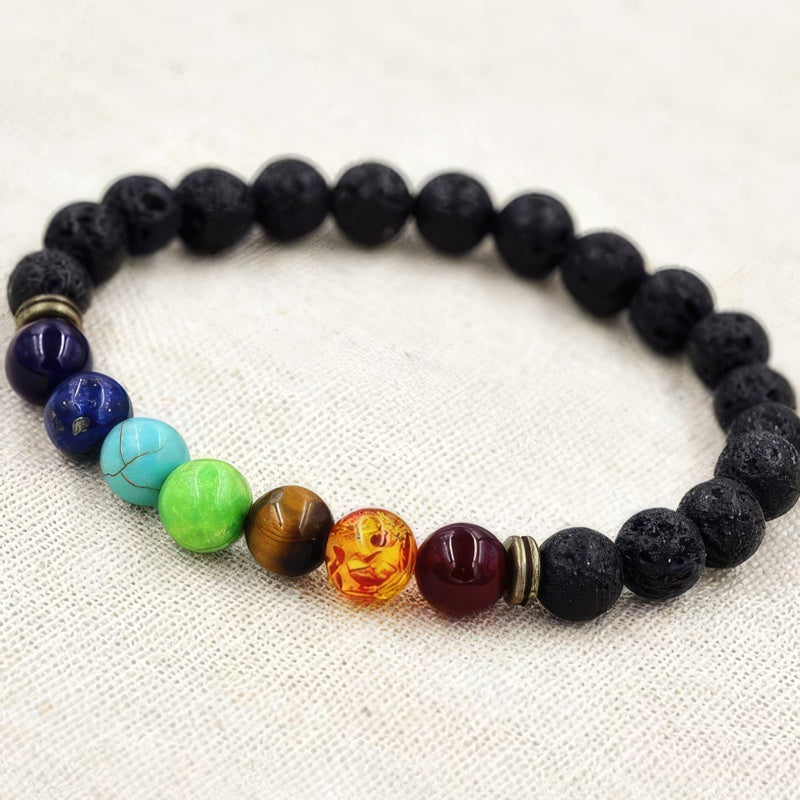 7 Chakras Lava Stone Bracelet