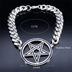 Steel Pentacle Witchcraft Wiccan Bracelet Chain