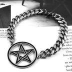 Steel Pentacle Witchcraft Wiccan Bracelet Chain