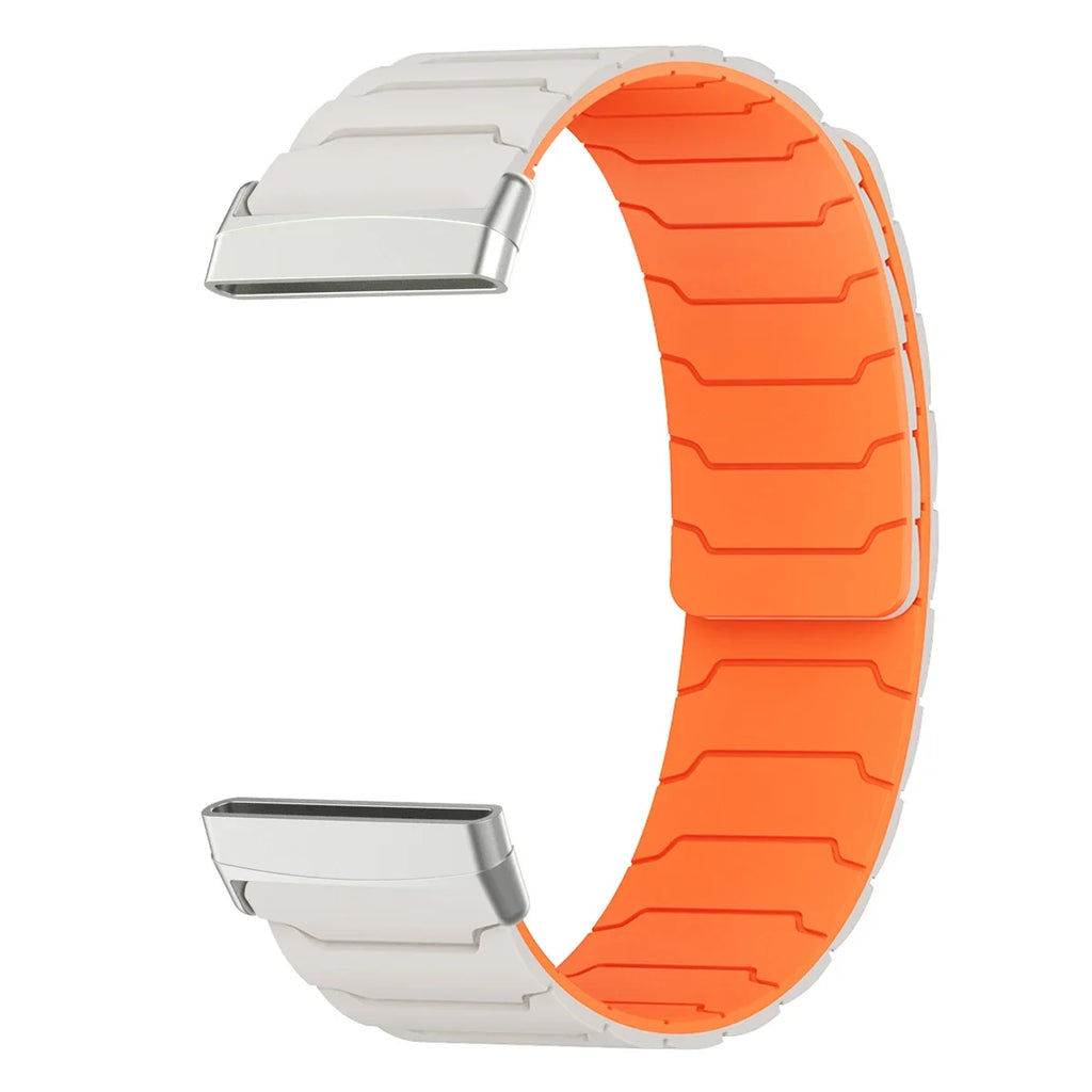 Bracelet aimanté pour montre Fitbit Versa 3, Versa 4, Sense 1 et Sense 2 blanc orange