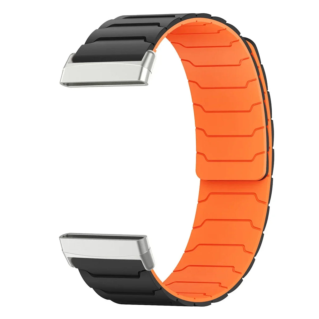 Bracelet aimanté pour montre Fitbit Versa 3, Versa 4, Sense 1 et Sense 2 noir orange
