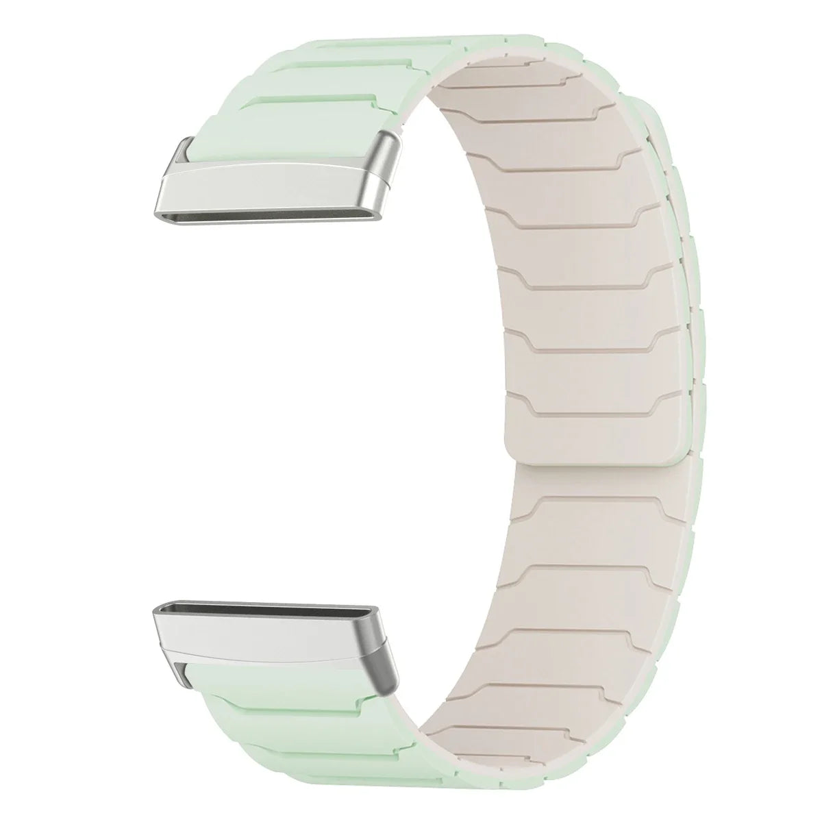 Bracelet aimanté pour montre Fitbit Versa 3, Versa 4, Sense 1 et Sense 2 vert blanc