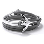 Bracelet large ajustable ancre argent et gris