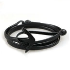 Bracelet large ajustable ancre noir