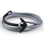 Bracelet large ajustable ancre noir et gris
