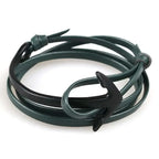Bracelet large ajustable ancre noir et vert