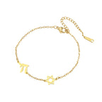 Bracelet ajustable avec l'étoile de David et Chai symboles d'appartenance juive or