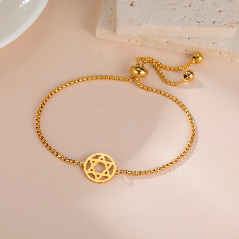 Bracelet ajustable avec l'étoile de David symbole juif or