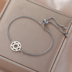 Bracelet ajustable avec l'étoile de David symbole juif argent