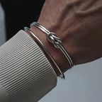 Bracelet ajustable avec noeud pour homme argent