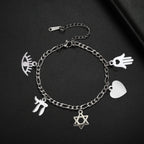 Bracelet ajustable avec pendentifs de protection juive argent