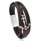 Bracelet large ancre marron