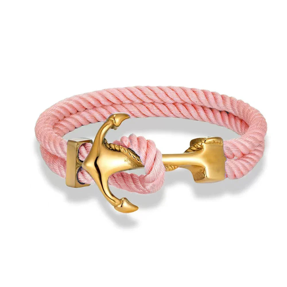Bracelet ancre homme rose