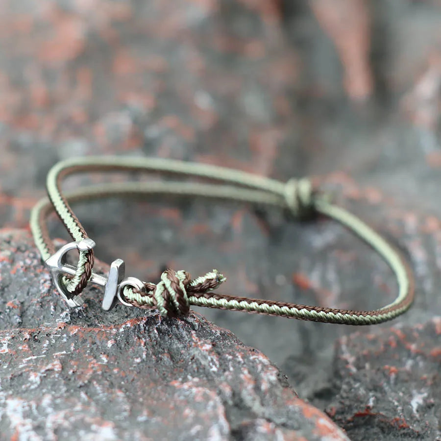 Bracelet ancre marin vert clair