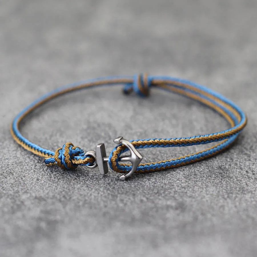 Bracelet ancre marin bleu