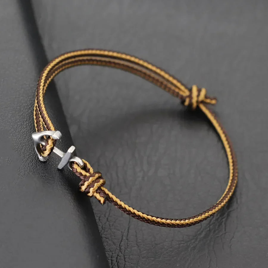 Bracelet ancre marin marron