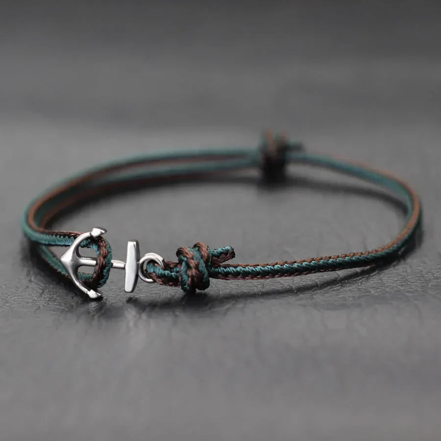Bracelet ancre marin vert foncé