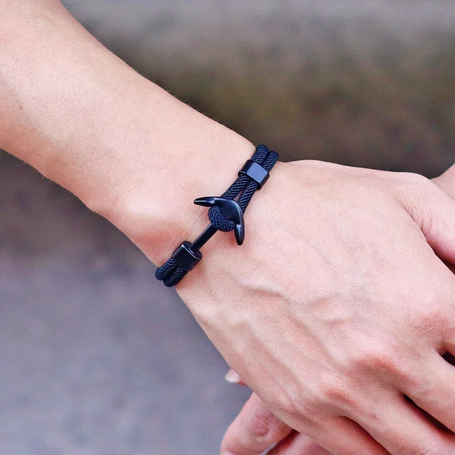 Bracelet ancre noire bleu marine
