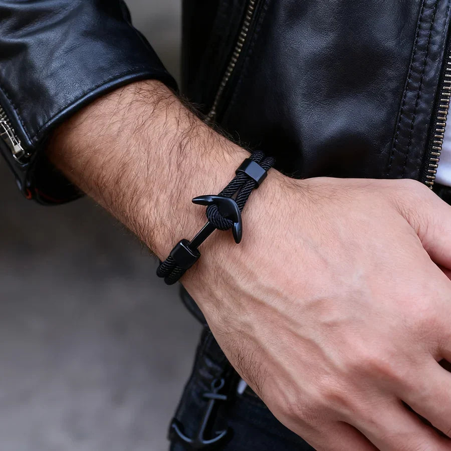 Bracelet ancre noire