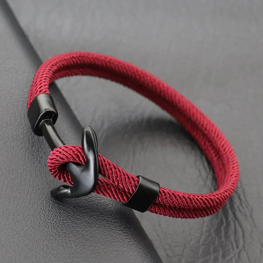 Bracelet ancre noire bordeaux