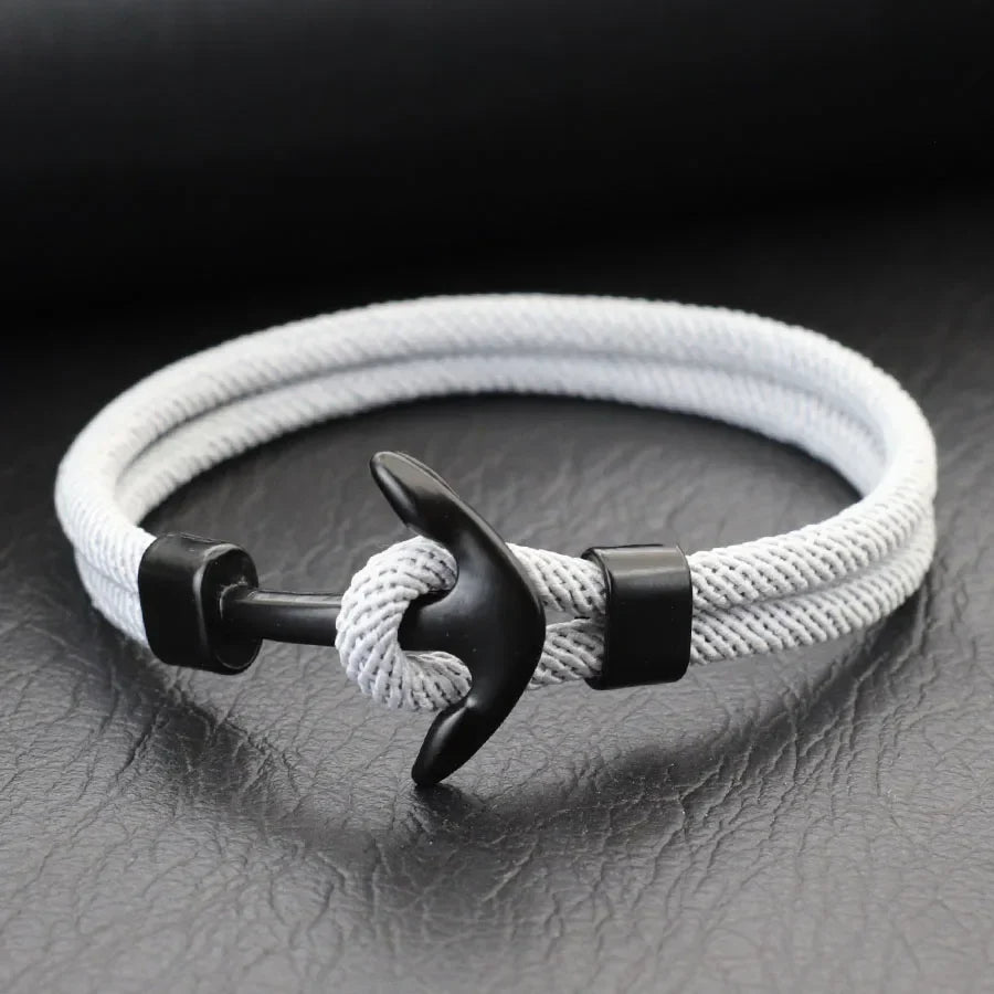 Bracelet ancre noire gris