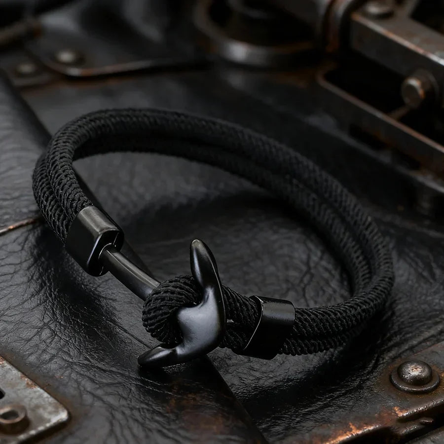 Bracelet ancre noire noir