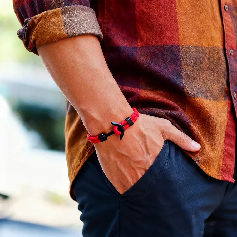 Bracelet ancre noire