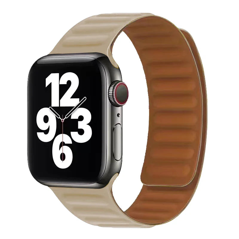 Apple Watch Band with Beige Magnetic Clasp
