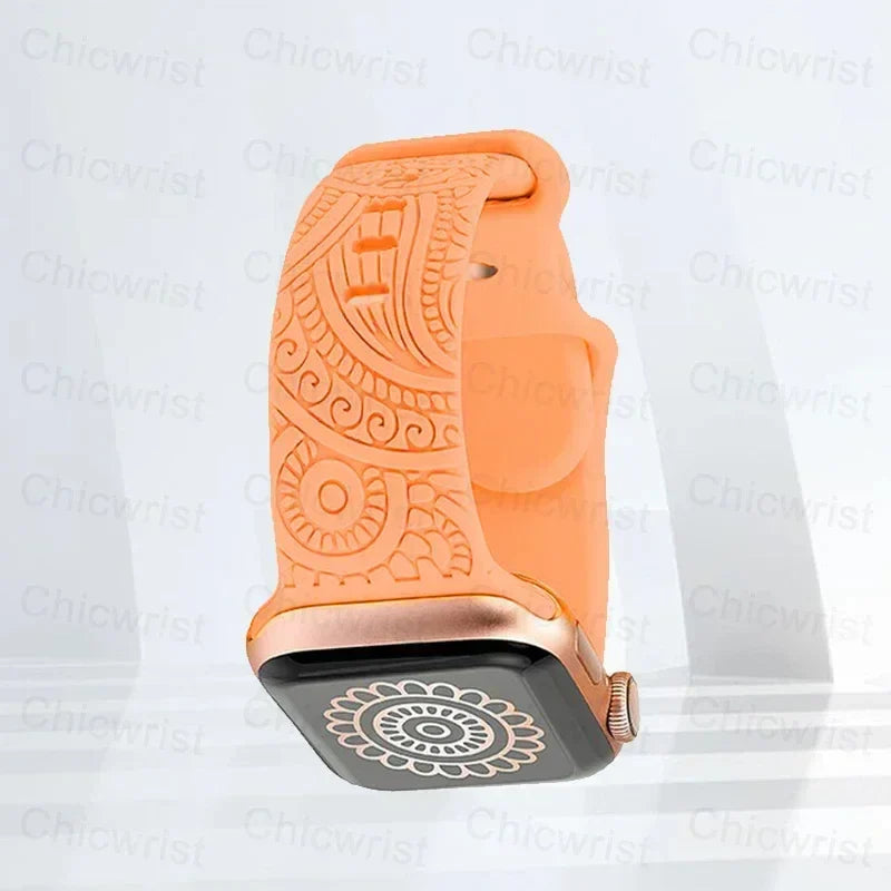 Apple Watch Band with Orange Patterns