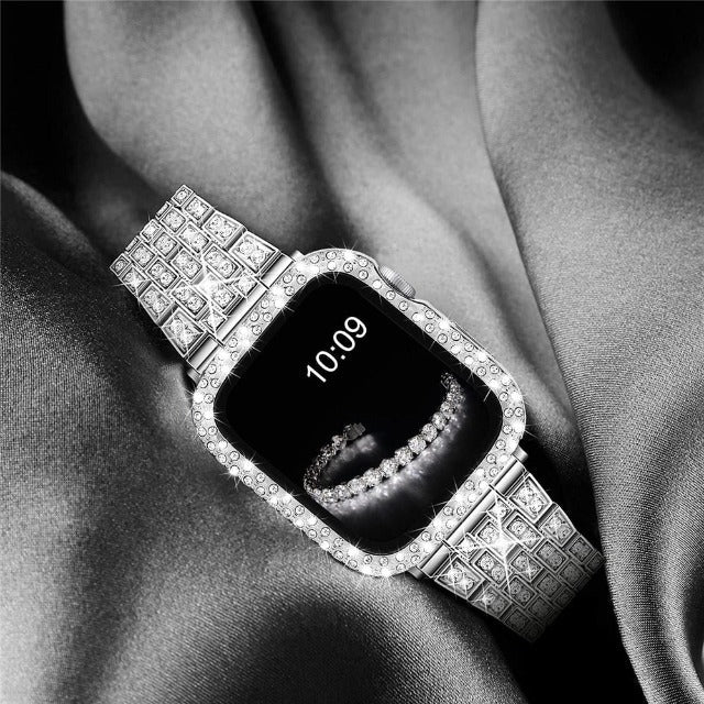 Apple Watch Band with Diamond Case
