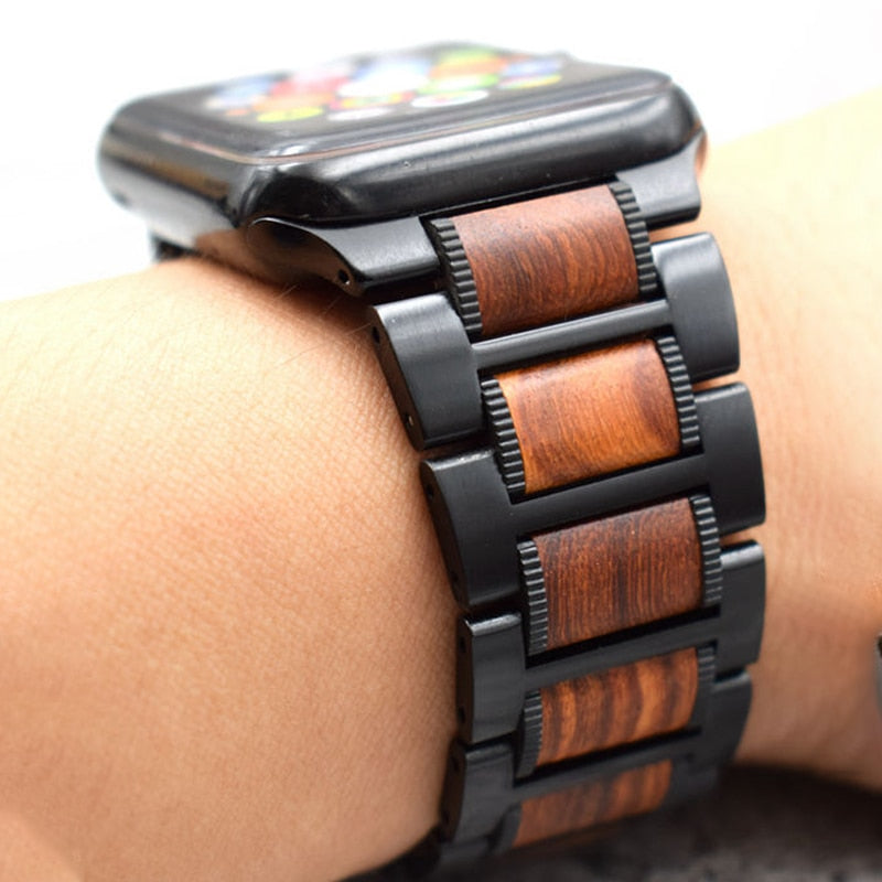 Apple Watch Wooden Bracelet brown and black