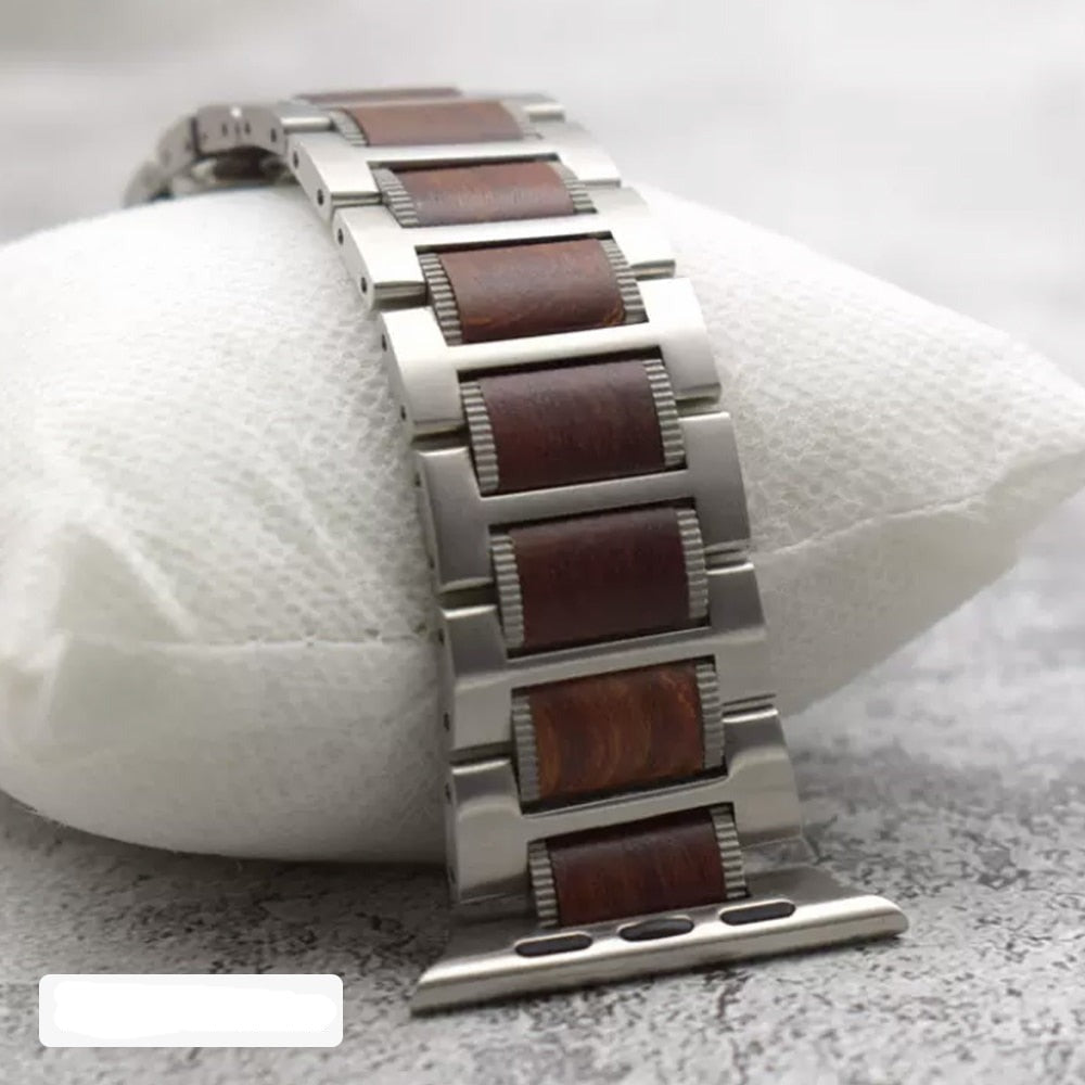 Apple Watch Wooden Bracelet silver and brown
