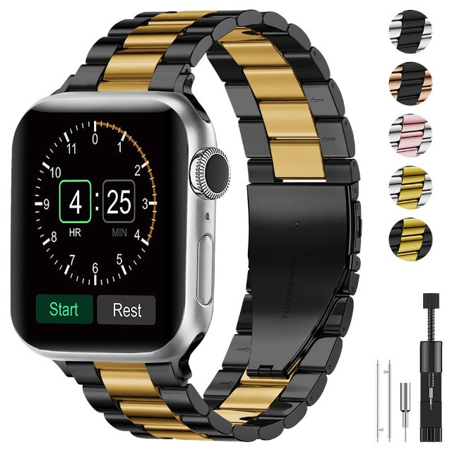 Apple Watch Band in Black and Gold Metal