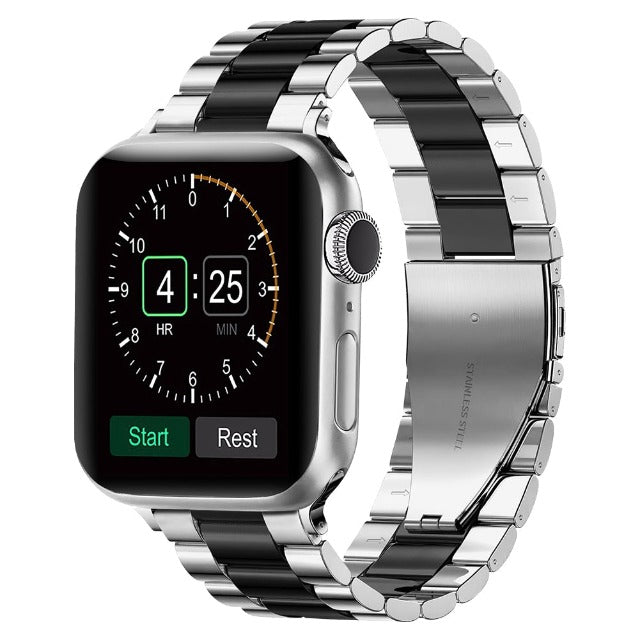 Apple Watch Band in Silver and Black Metal