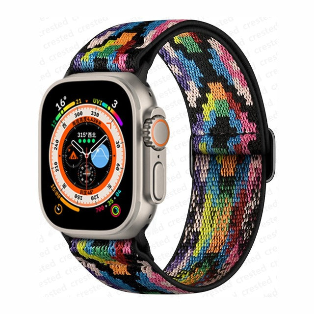 Apple Watch Woven Nylon Strap in Rainbow