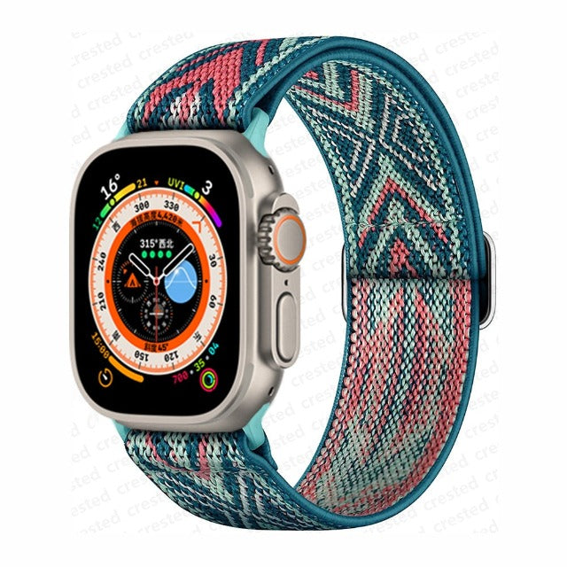 Apple Watch Woven Nylon Strap in Teal Blue