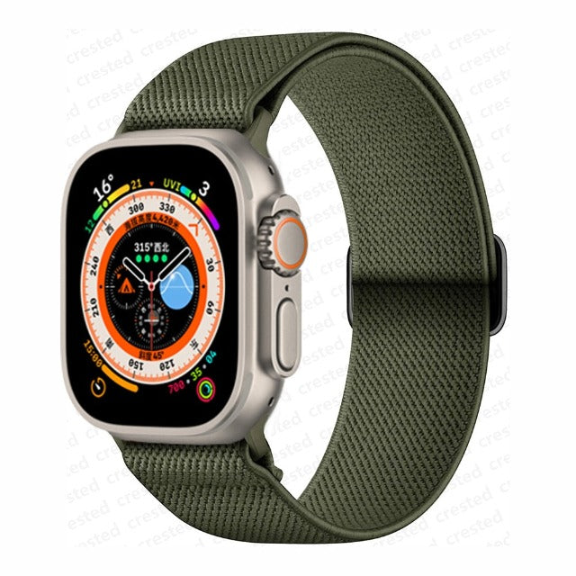 Apple Watch Woven Nylon Strap in Khaki Green