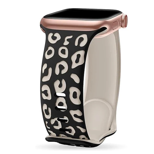 Apple Watch Leopard Beige Black Strap