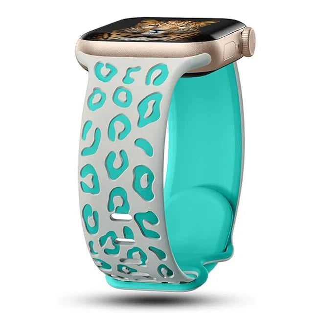 Apple Watch Leopard Sky Blue Cyan Strap