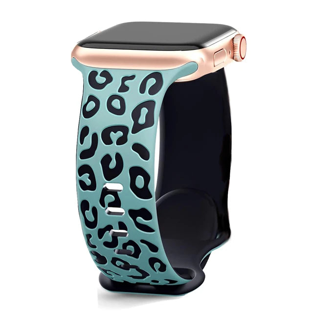 Bracelet Apple Watch Léopard cyan