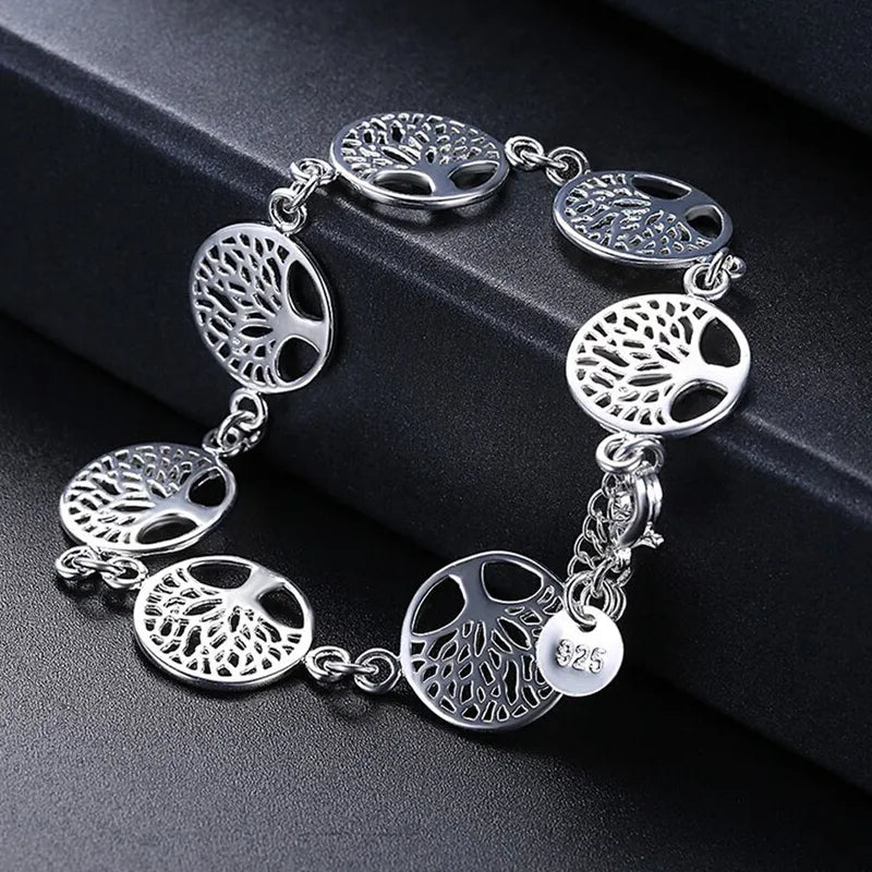 Women's Silver Tree of Life Bracelet Chain