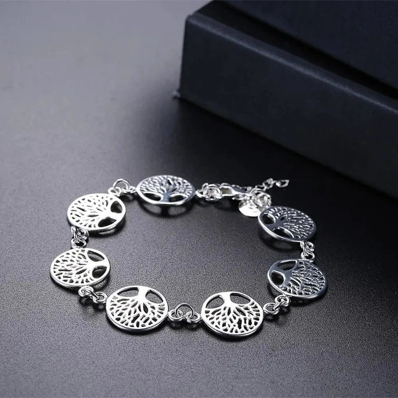 Women's Silver Tree of Life Bracelet Chain