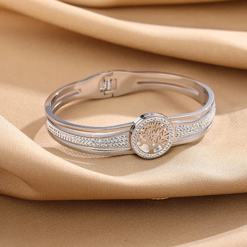 Bracelet with Tree of Life and Silver Crystal