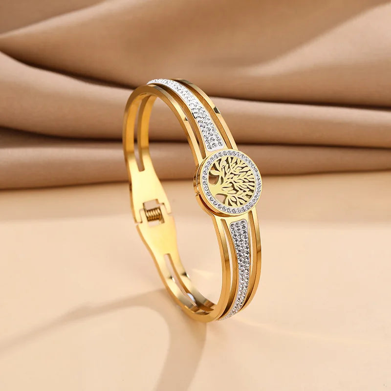 Bracelet with Tree of Life and Gold Crystal
